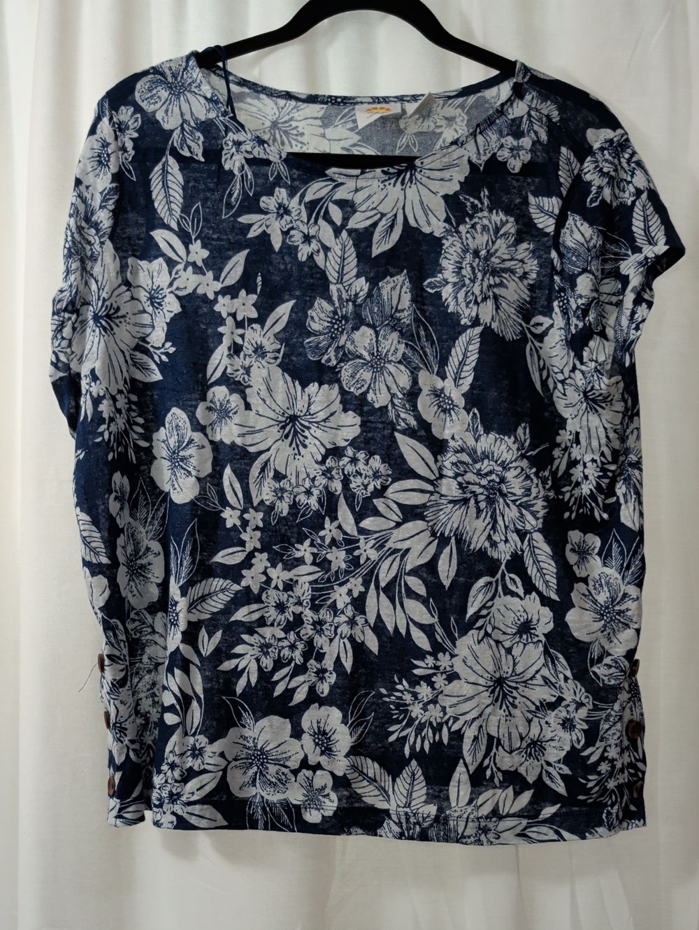 C&C California 100% Linen Floral Blouse